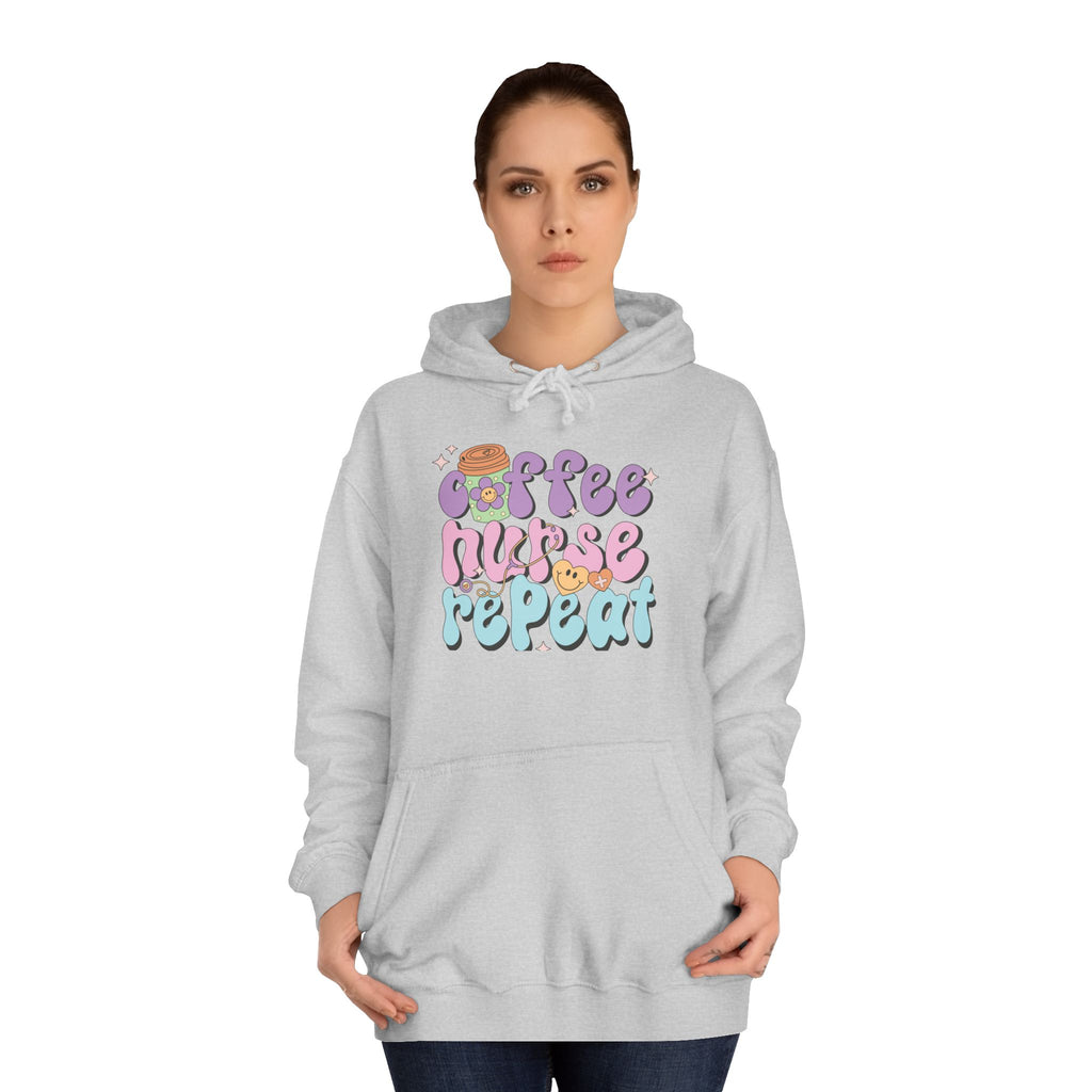 Coffee Nurse Repeat Hoodie - Cozy Gift for Nurses, College Wear, Everyday Comfort, Nursing School, Cute Casual Apparel