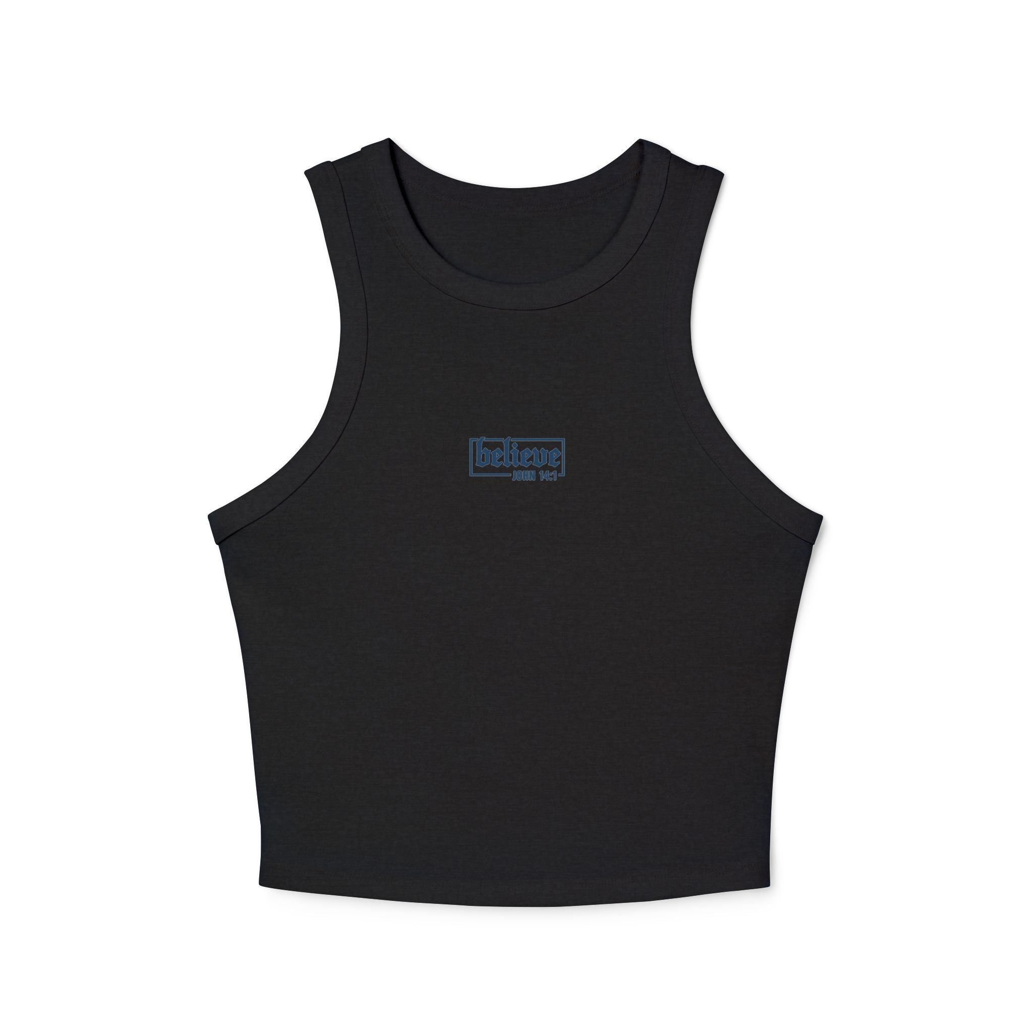 believe Women's Micro Rib Racer Tank Top | Casual Summer Essential, Workout Top, Layering Piece, Holiday Gift, Everyday Comfort