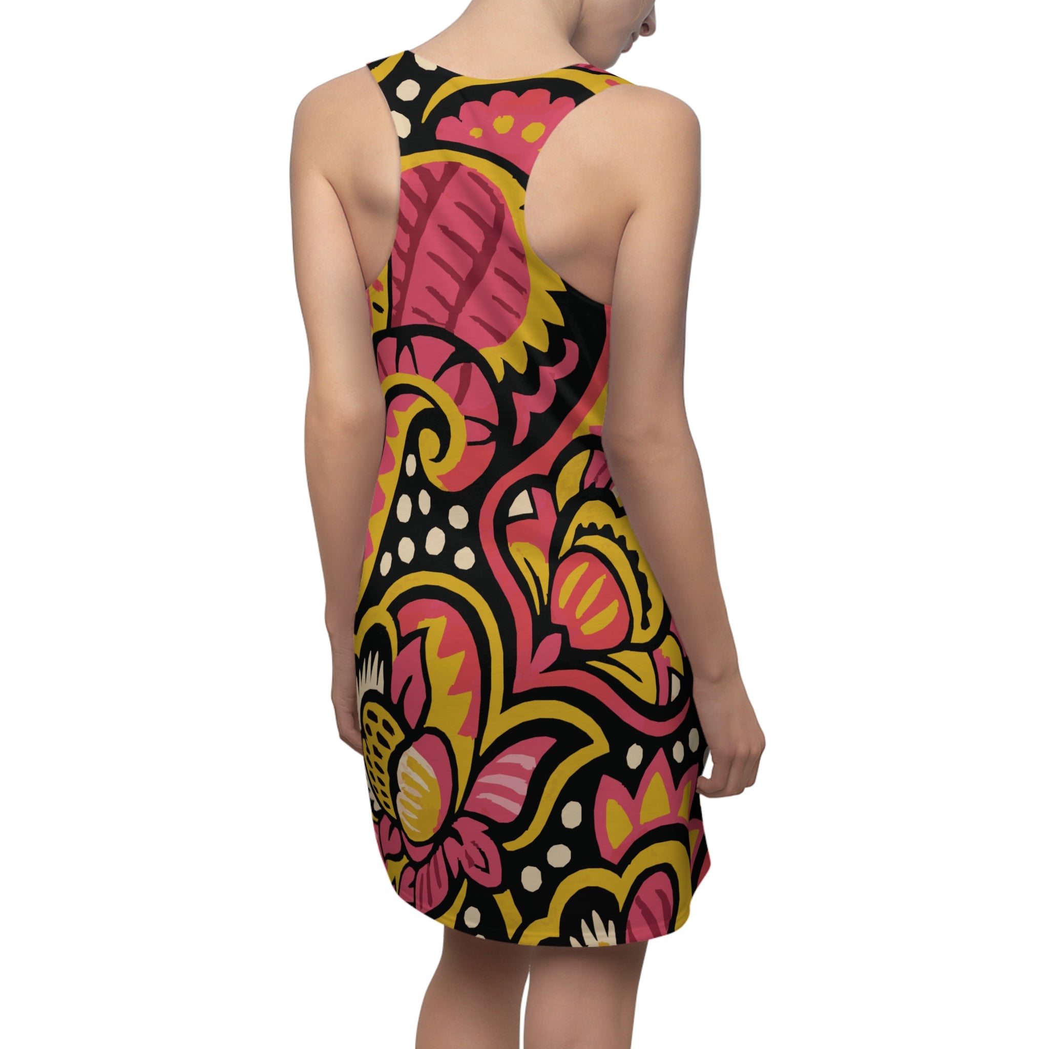 Vibrant Floral Racerback Dress, Perfect for Summer Days, Beach Wear, Festivals, Casual Outfits, Bohemian Fashion