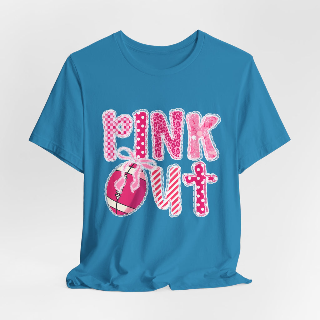 Cute Pink 'PINK OUT' Unisex Tee, Perfect for Breast Cancer Awareness, Casual Wear, Gift for Friends, Fundraising Events, or Team Spirit