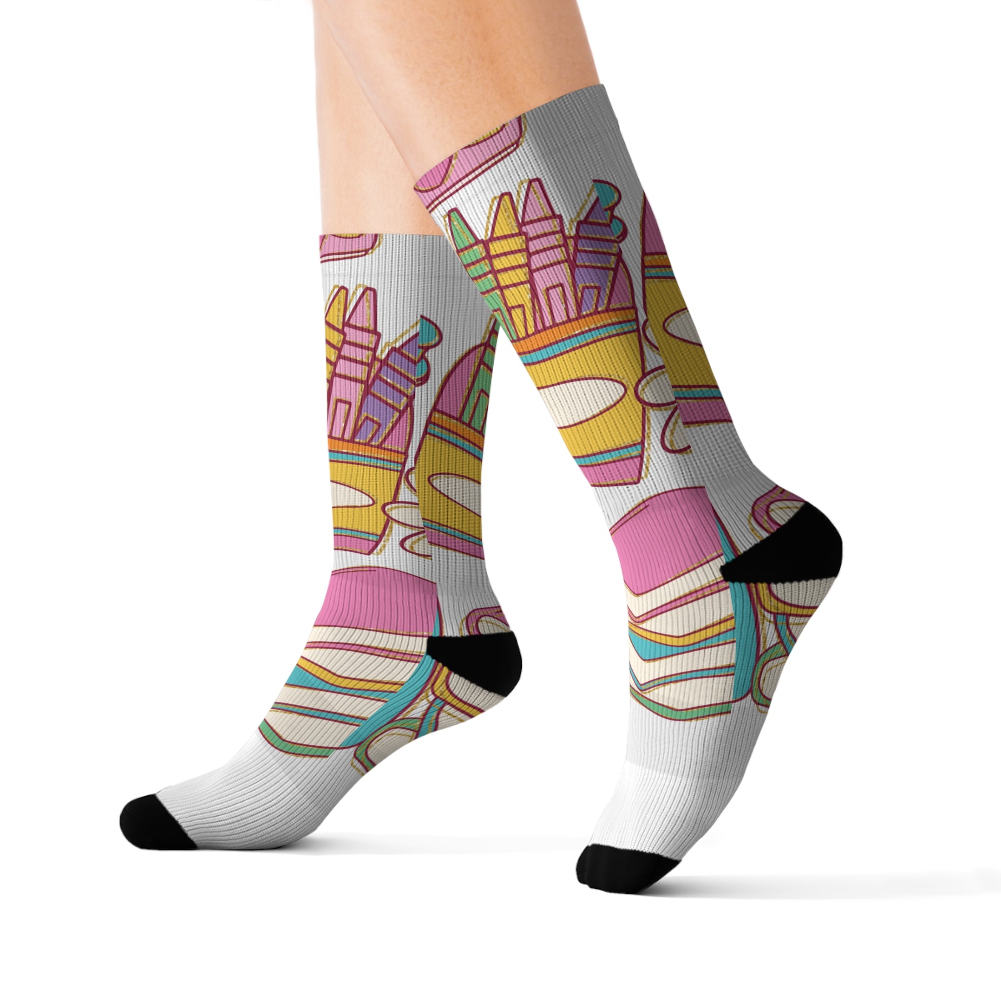 Colorful Sublimation Socks - Fun Socks for Creative Souls, Art Enthusiasts, Gift for Birthdays, Holidays, Casual Wear, Home and Parties