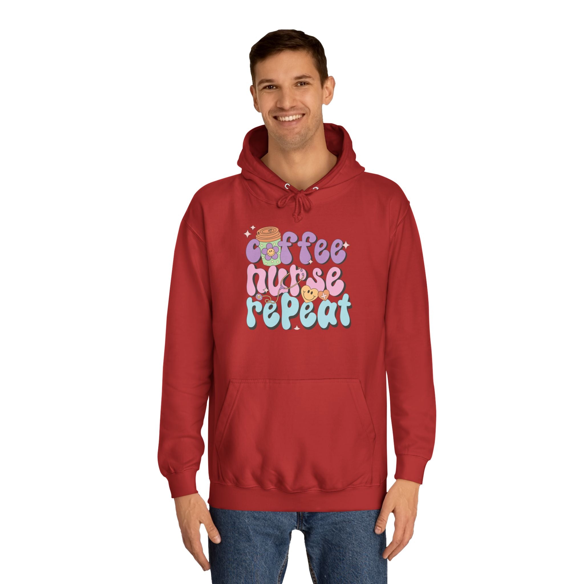 Coffee Nurse Repeat Hoodie - Cozy Gift for Nurses, College Wear, Everyday Comfort, Nursing School, Cute Casual Apparel
