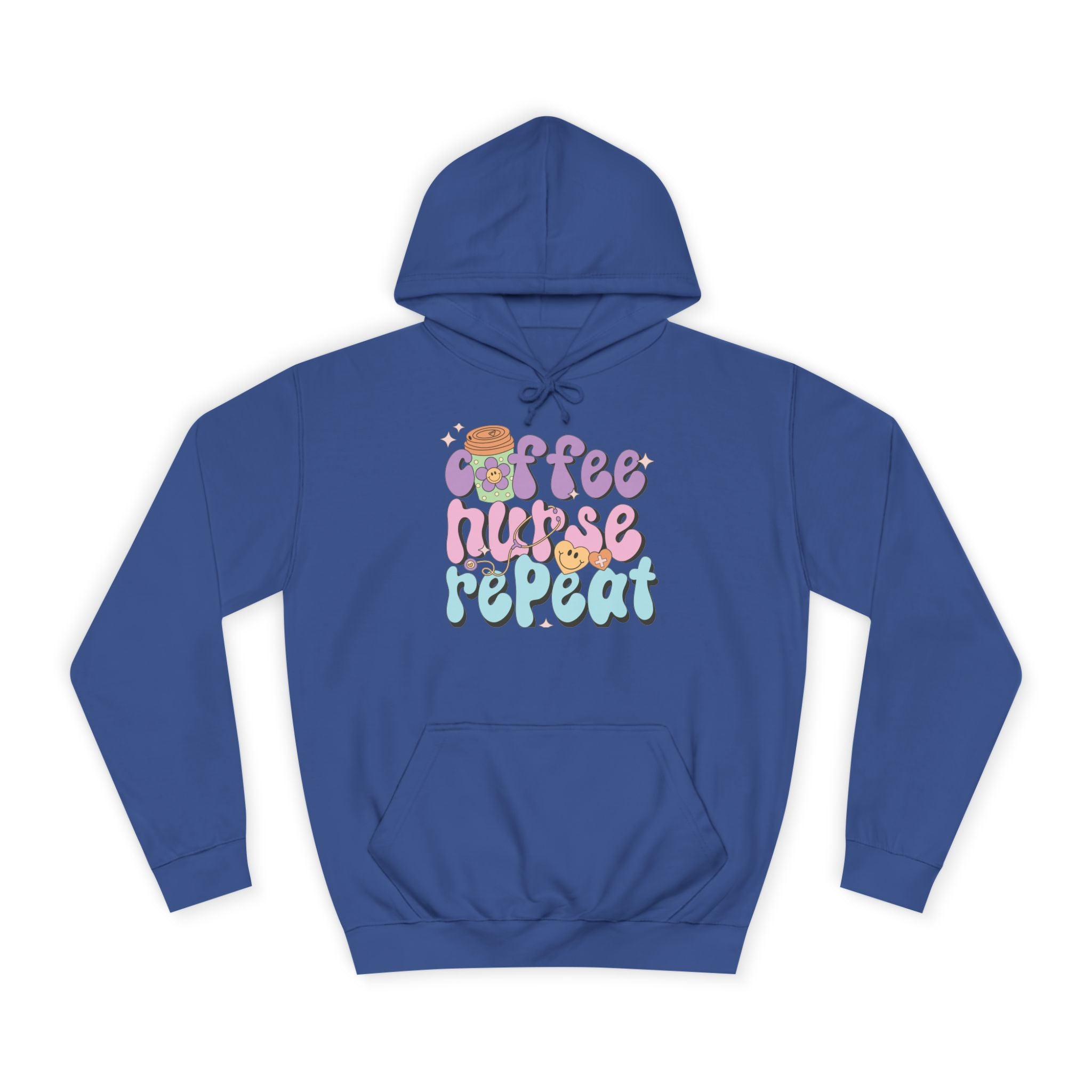 Coffee Nurse Repeat Hoodie - Cozy Gift for Nurses, College Wear, Everyday Comfort, Nursing School, Cute Casual Apparel