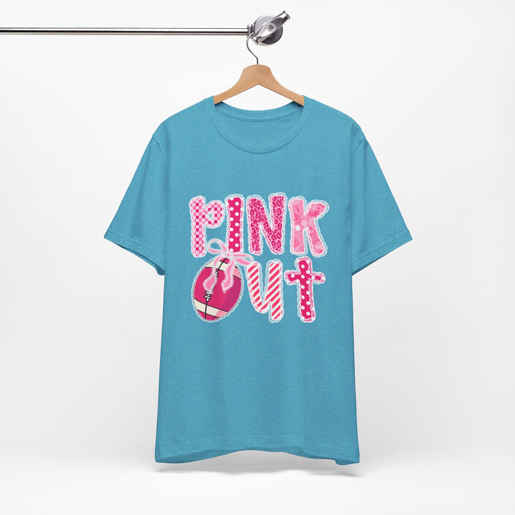 Cute Pink 'PINK OUT' Unisex Tee, Perfect for Breast Cancer Awareness, Casual Wear, Gift for Friends, Fundraising Events, or Team Spirit