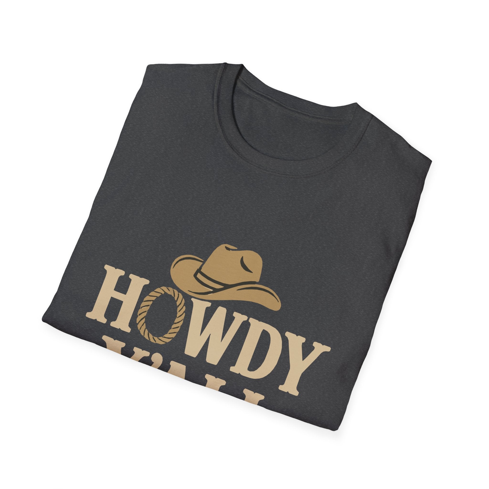 Howdy Y'all Western T-Shirt, Cowboy Tee, Country Music Shirt, Gift for Cowpoke, Unisex Softstyle Shirt
