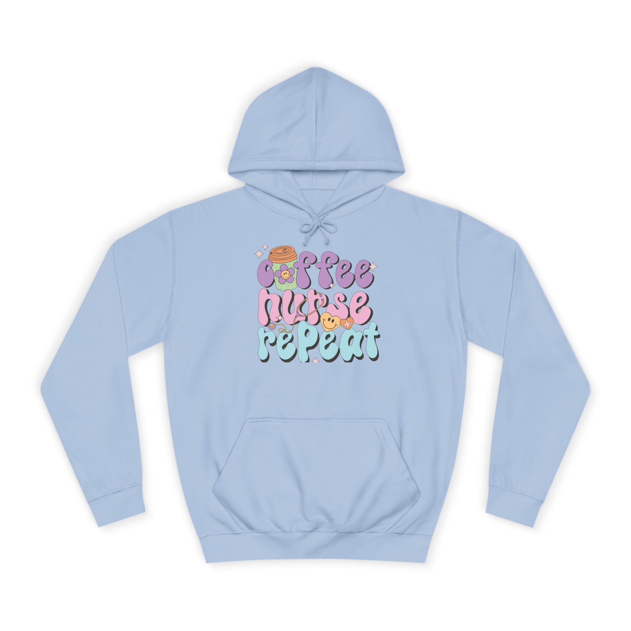 Coffee Nurse Repeat Hoodie - Cozy Gift for Nurses, College Wear, Everyday Comfort, Nursing School, Cute Casual Apparel