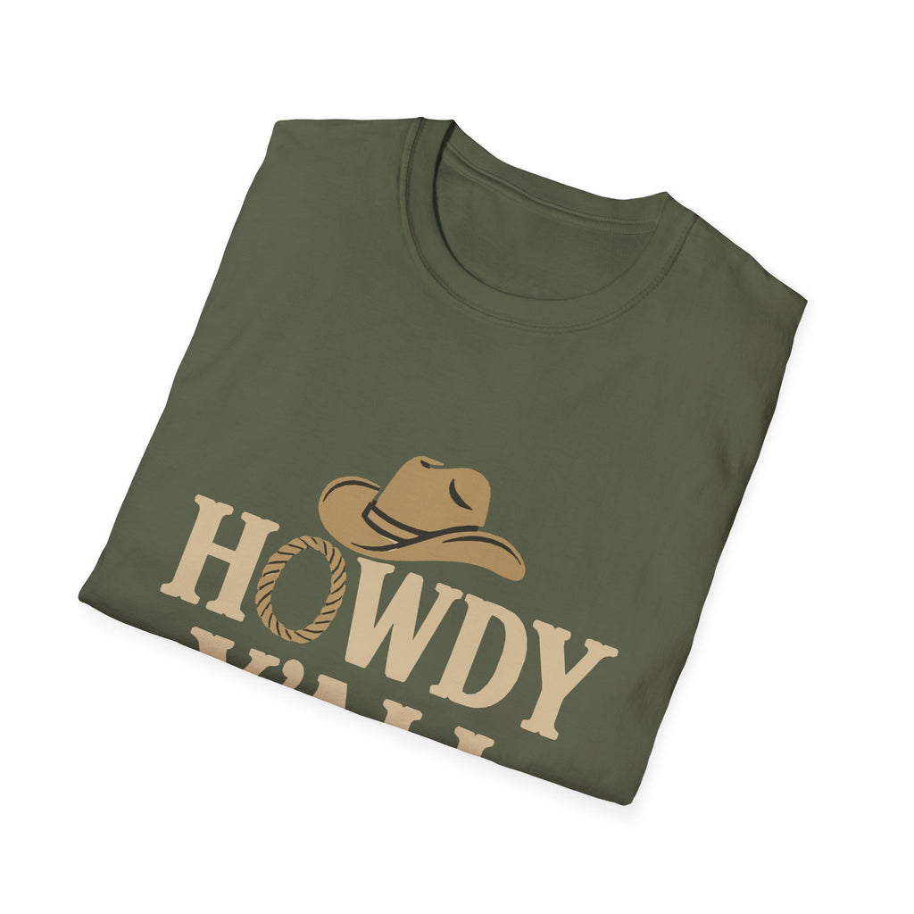 Howdy Y'all Western T-Shirt, Cowboy Tee, Country Music Shirt, Gift for Cowpoke, Unisex Softstyle Shirt