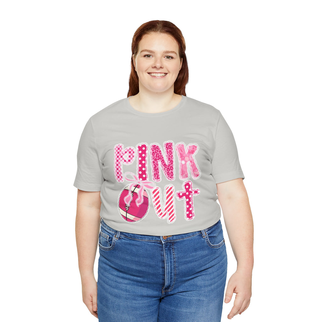 Cute Pink 'PINK OUT' Unisex Tee, Perfect for Breast Cancer Awareness, Casual Wear, Gift for Friends, Fundraising Events, or Team Spirit