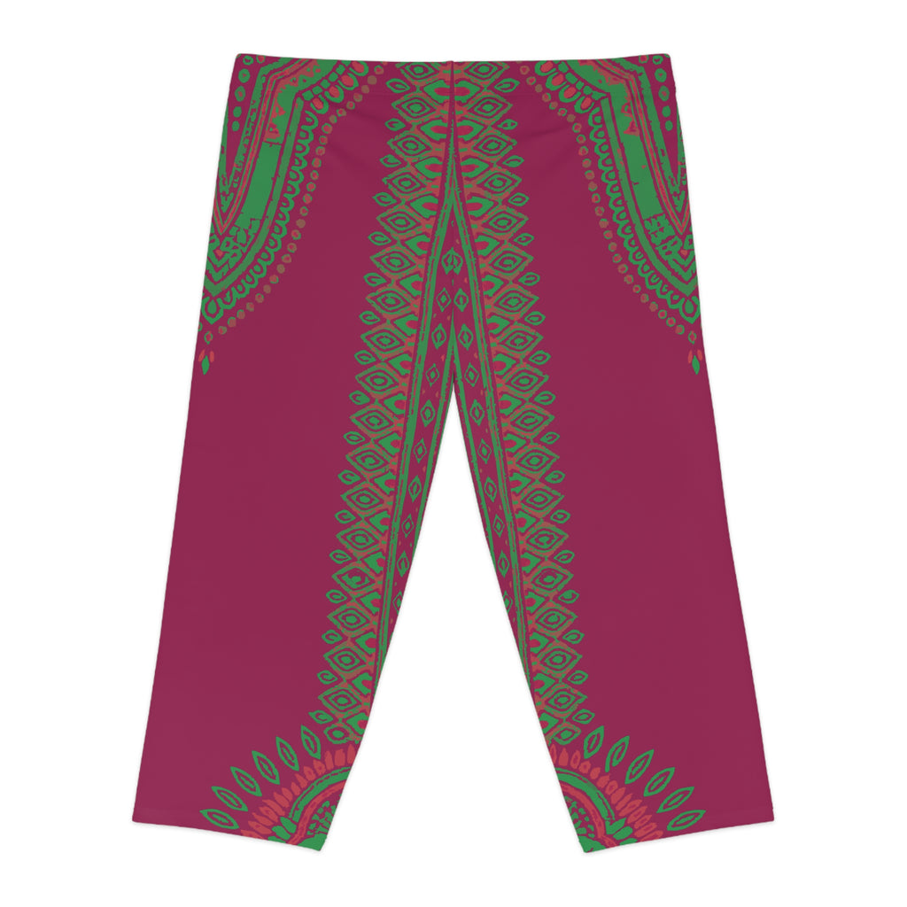 Vibrant Women's Capri Leggings | Boho Chic Activewear | Perfect for Yoga, Running, Casual Wear, Holidays, Summer