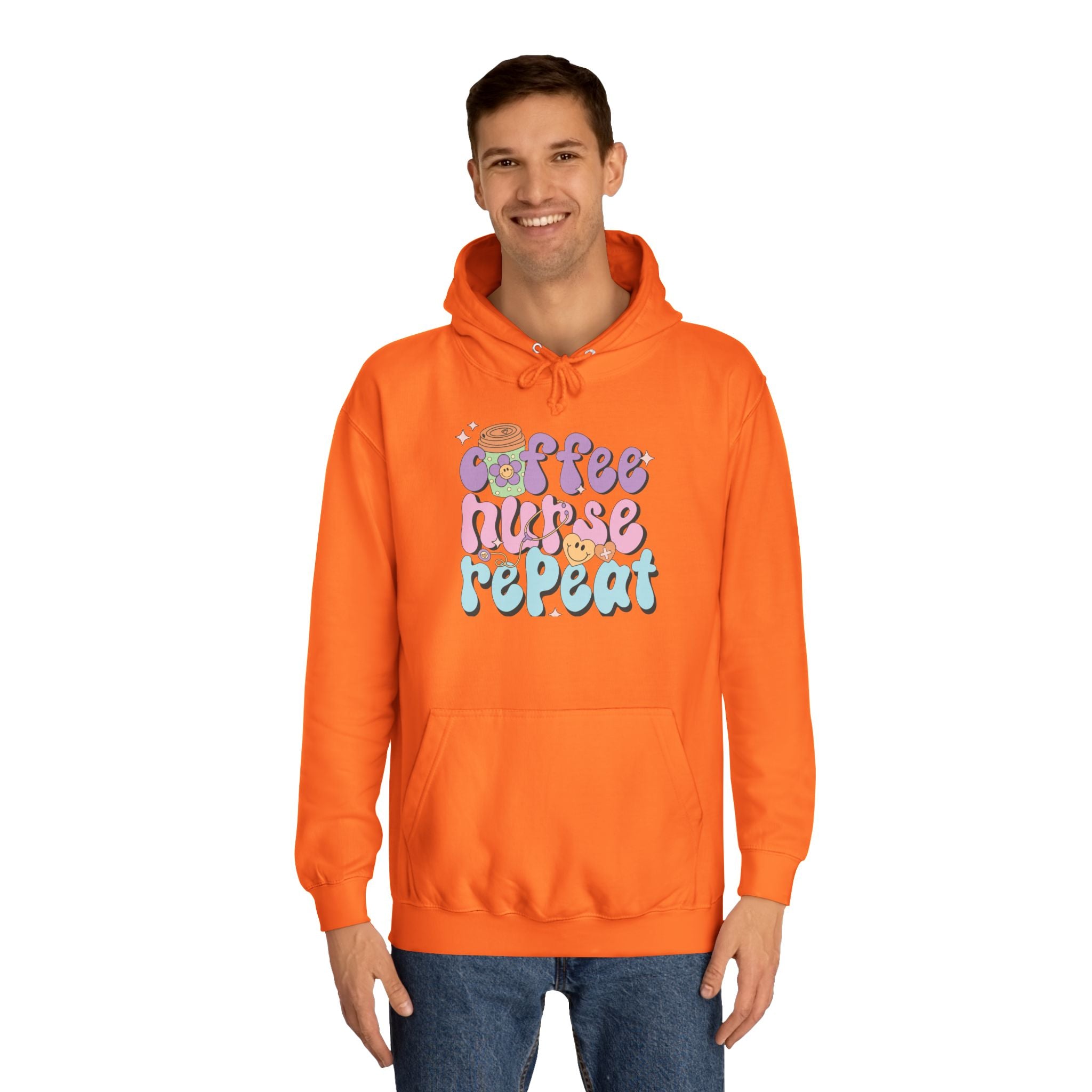 Coffee Nurse Repeat Hoodie - Cozy Gift for Nurses, College Wear, Everyday Comfort, Nursing School, Cute Casual Apparel