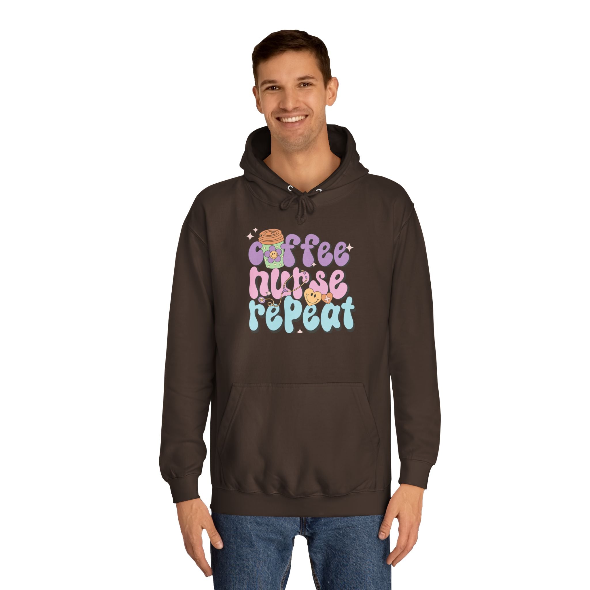 Coffee Nurse Repeat Hoodie - Cozy Gift for Nurses, College Wear, Everyday Comfort, Nursing School, Cute Casual Apparel