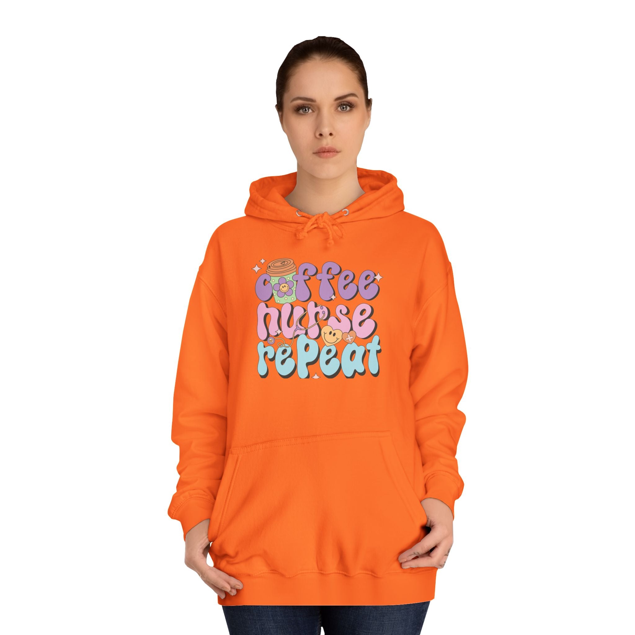 Coffee Nurse Repeat Hoodie - Cozy Gift for Nurses, College Wear, Everyday Comfort, Nursing School, Cute Casual Apparel