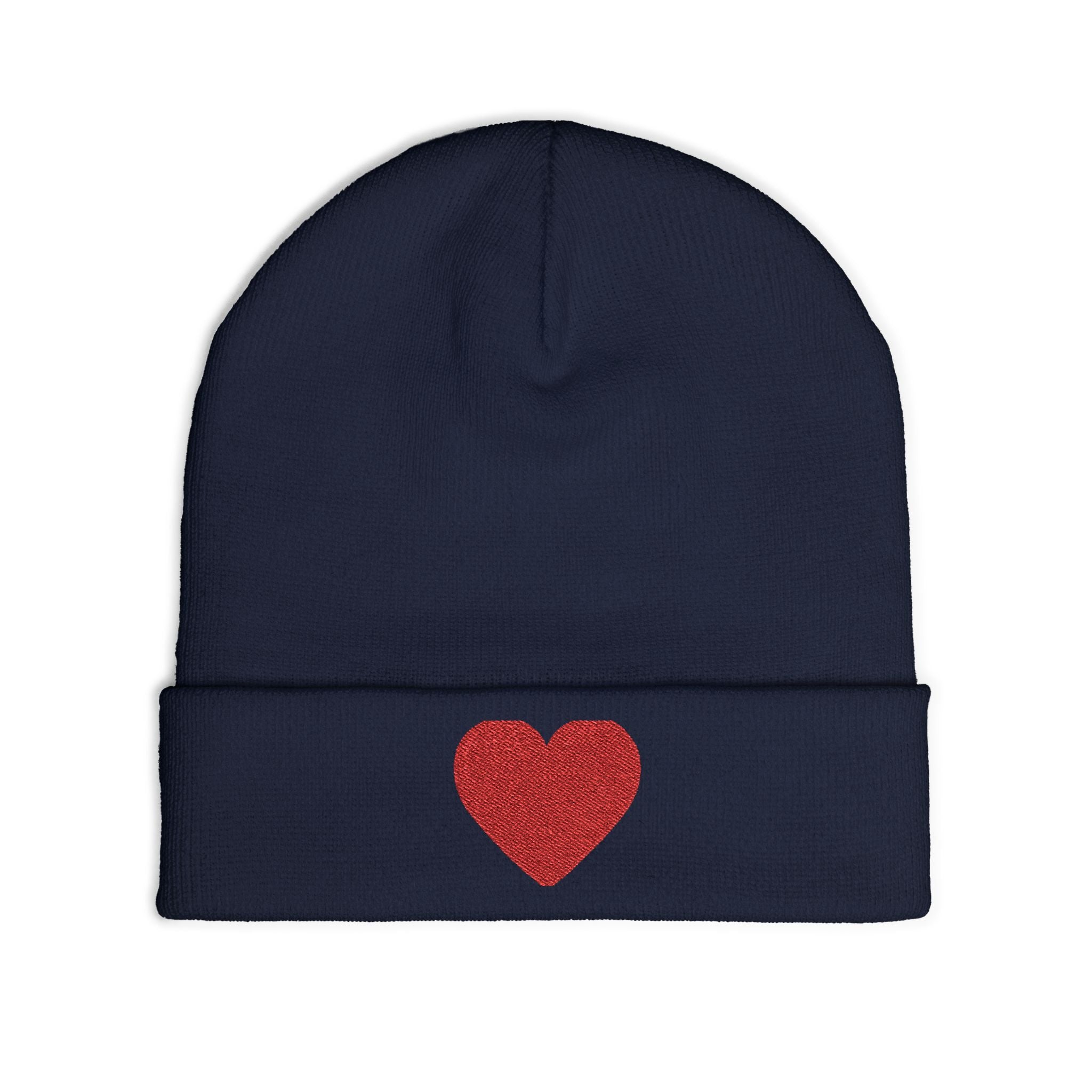 Embroidered Heart Knit Beanie, Cozy Winter Hat, Gift for Her, Cute Accessory, Trendy Beanie, Valentine's Day Style