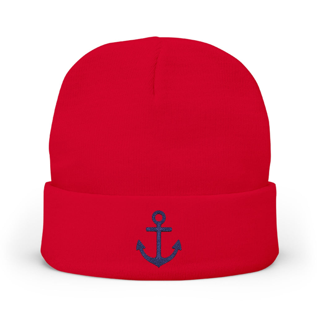 Beanie, Bold  Anchor Symbol Embroidered Hat, Knit Cap, Winter Fashion Accessory, Skull Cap, Sailor Gift