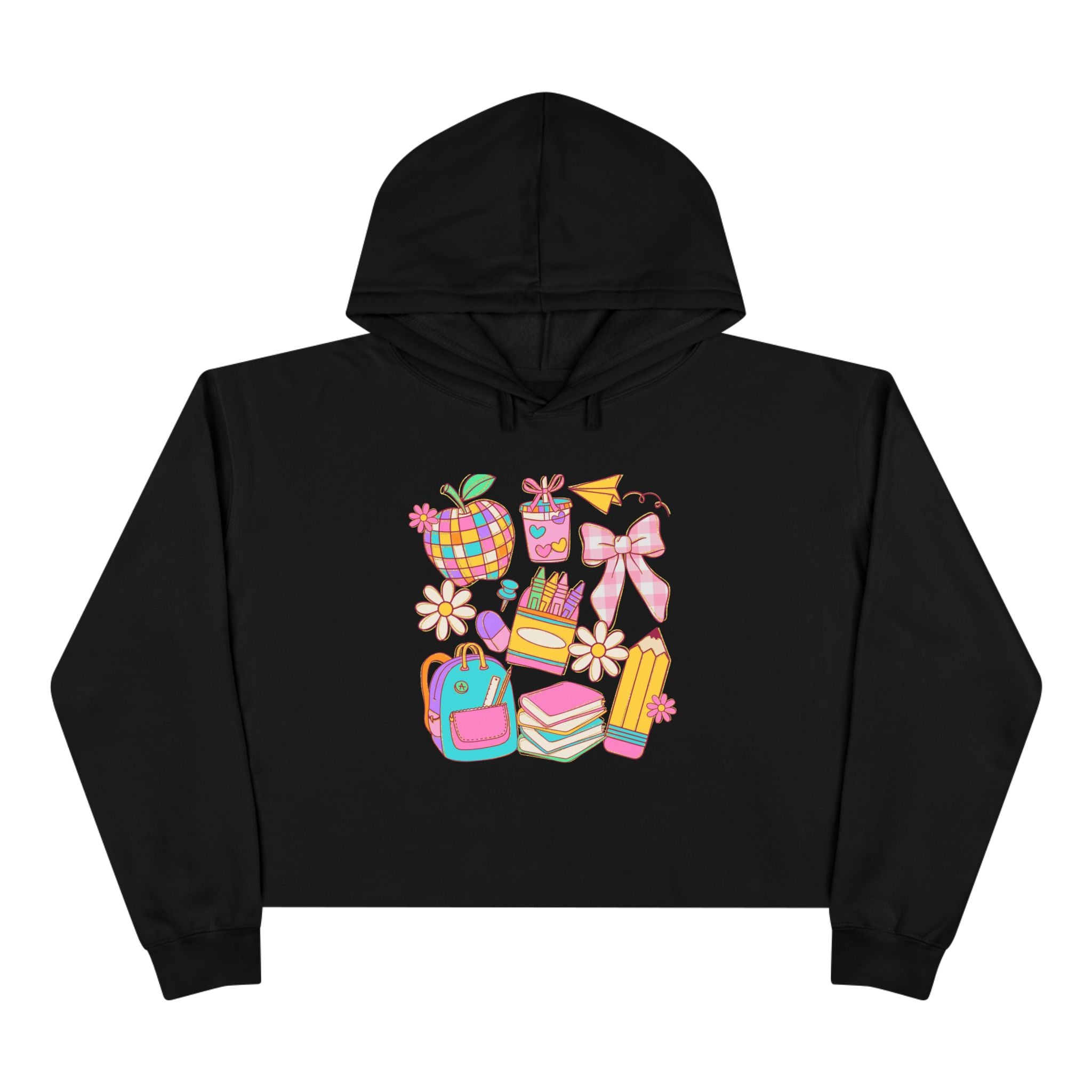 Colorful Back to School Crop Hoodie - Cute and Vibrant Pullover for Students, Fun School Fashion, Teen Girls Sweatshirt, Stylish Sweater,