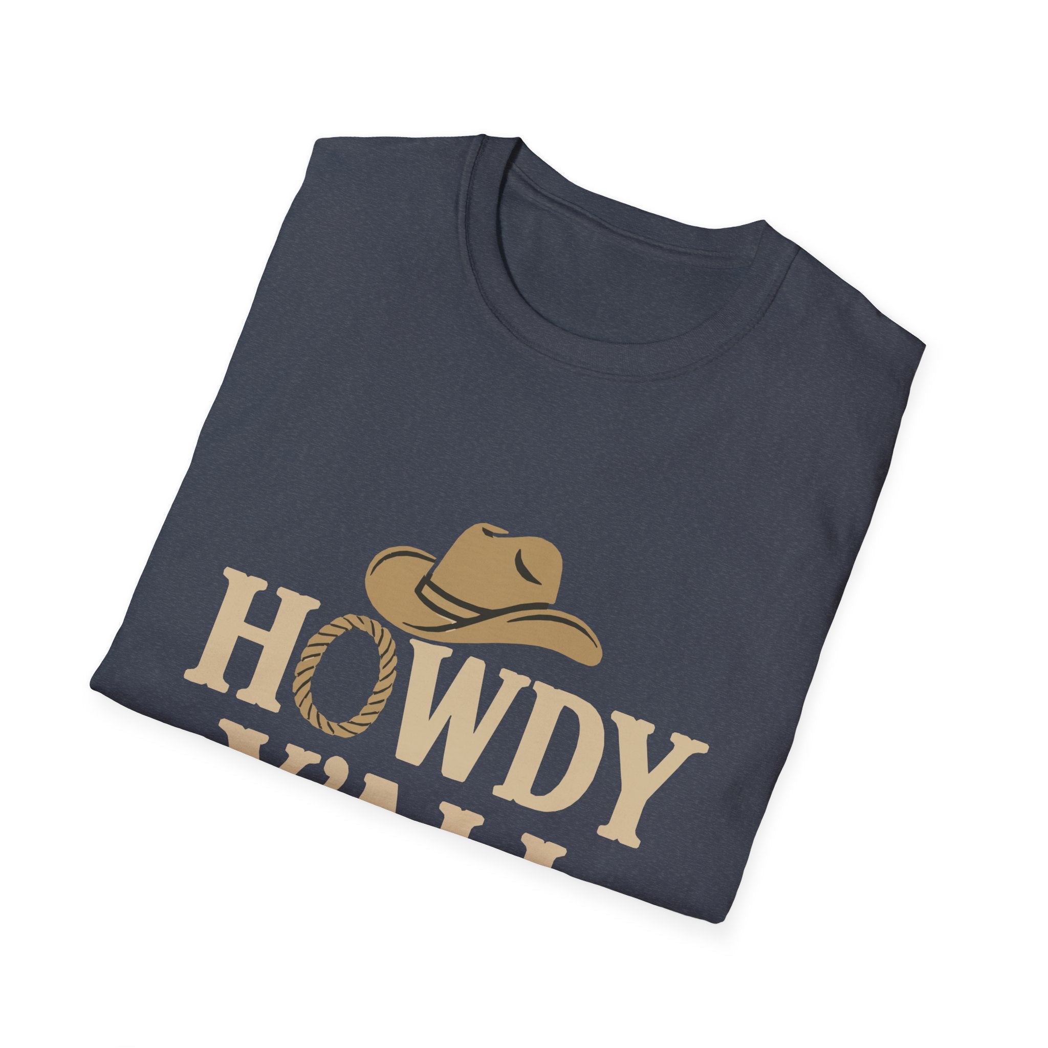 Howdy Y'all Western T-Shirt, Cowboy Tee, Country Music Shirt, Gift for Cowpoke, Unisex Softstyle Shirt