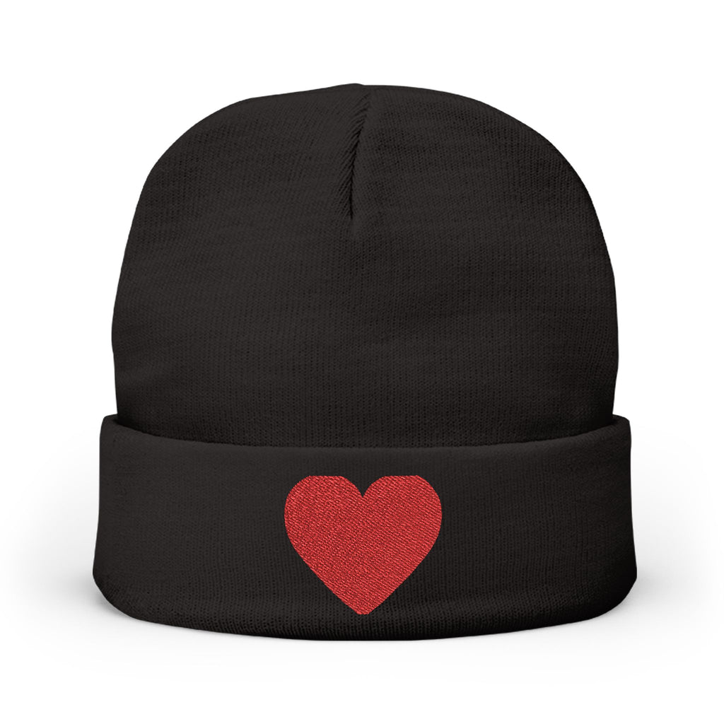 Embroidered Heart Knit Beanie, Cozy Winter Hat, Gift for Her, Cute Accessory, Trendy Beanie, Valentine's Day Style